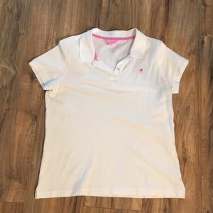 Lilly Pulitzer white polo shirt size large